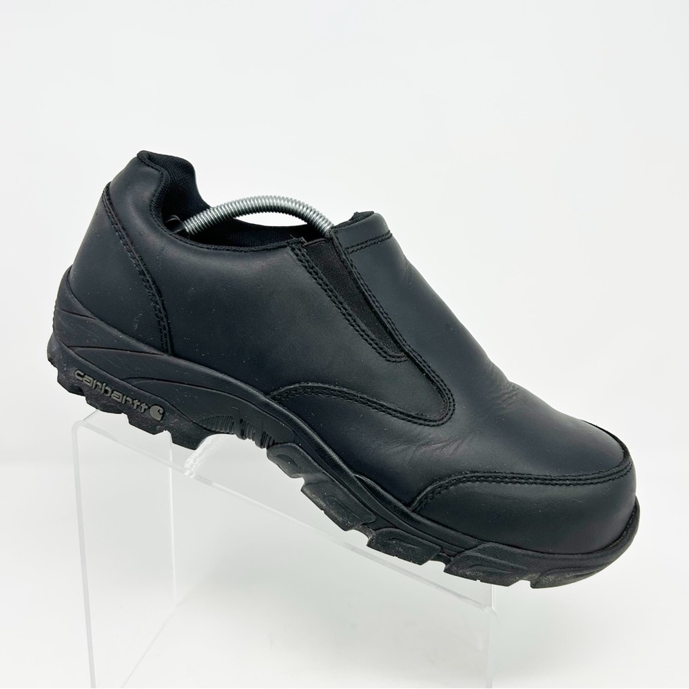 Carhartt Men's Slip-On Work Moc Shoes Black Leather Size 12 Wide Soft Toe